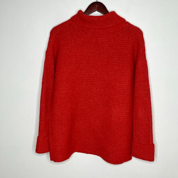 Anthropologie Pilcro Cowl Neck Sweater Womens XS Red Oversized Cuffed Sleeve - Picture 7 of 11